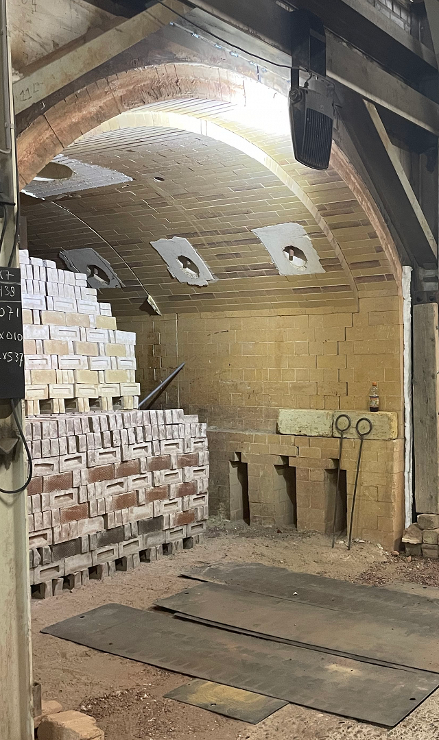 Inside a brick kiln